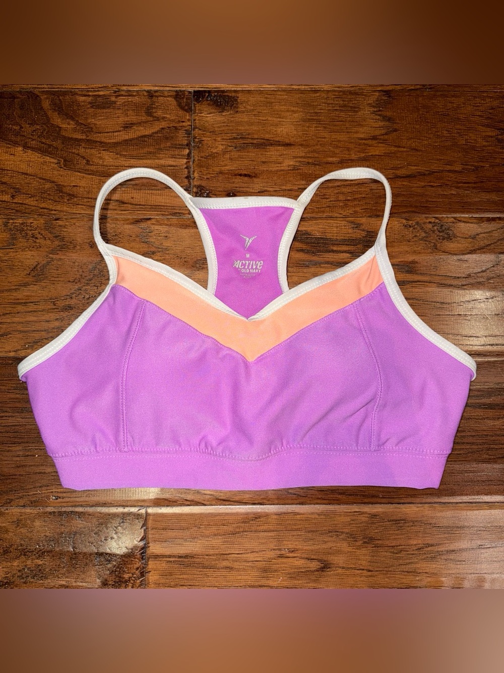 Old Navy Color block X Active Lavender and Peach V-Detail Sports Bra